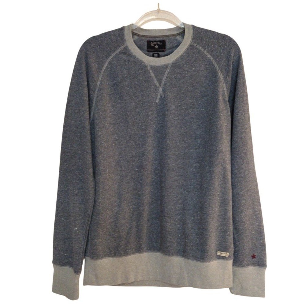 Converse‎ Sweatshirt Man's M Gray Crew Neck Casual Logo Raglán Long Sleeves Knit